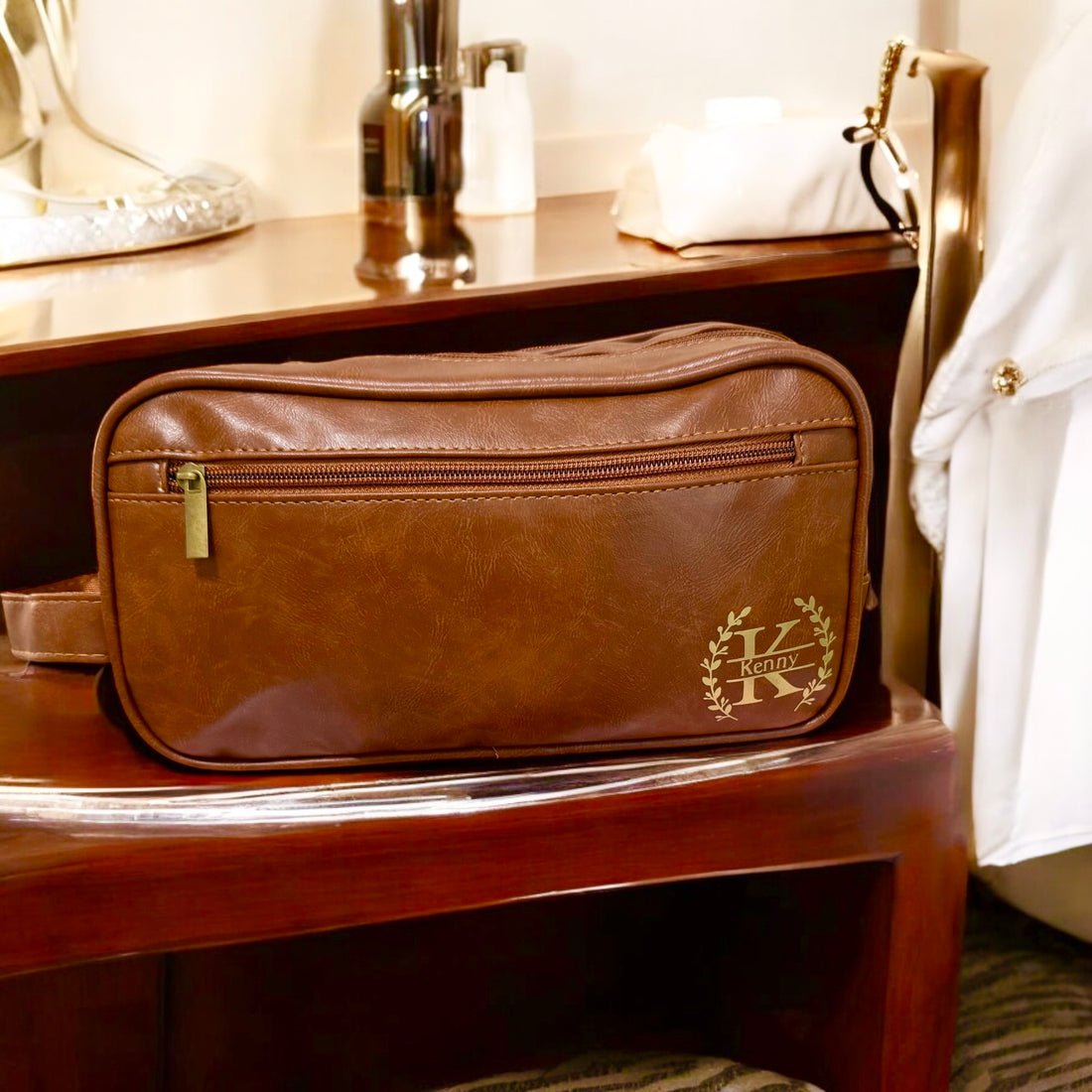 Personalized Men’s Toiletry Bag with Fragrance Gift Pouch