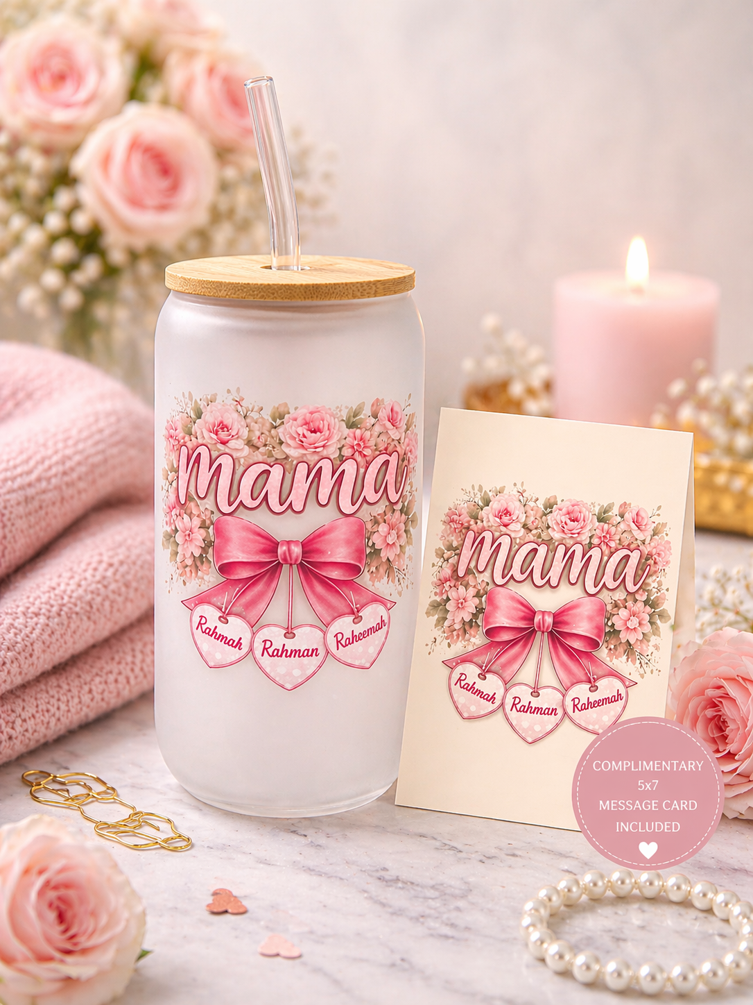 Personalized Mama Frosted Glass Tumbler